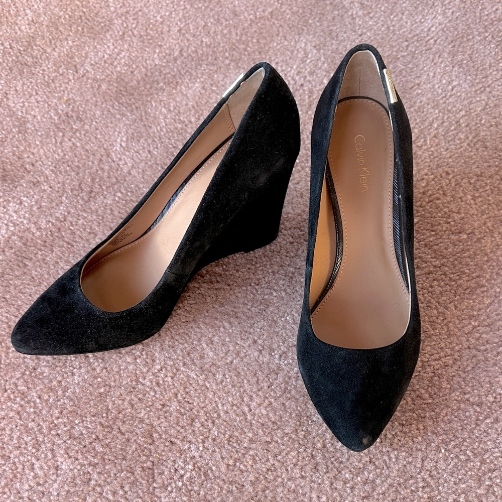 Calvin Klein Black Wedge Heels